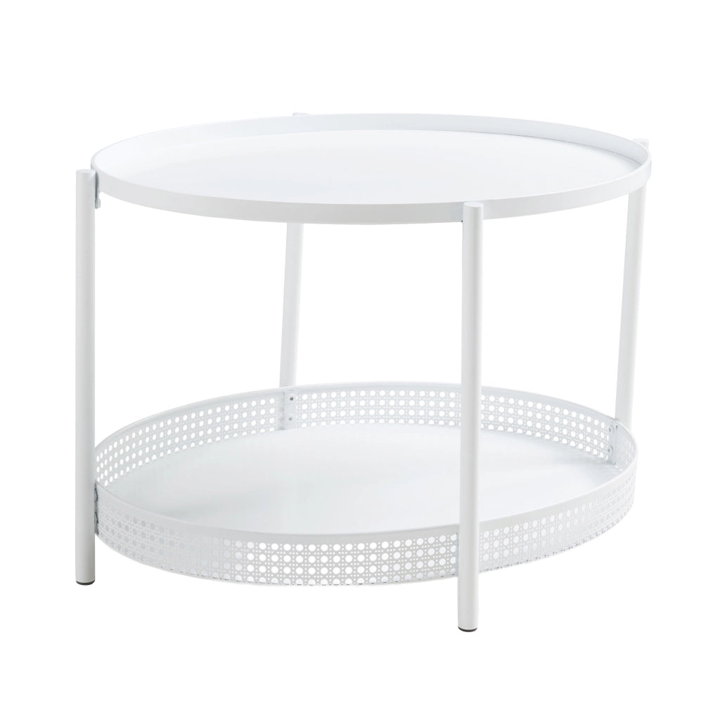 Tavolino da caffè Jäller con Doppio Ripiano e Bordi 66x51x44 cm Bianco [en.casa]