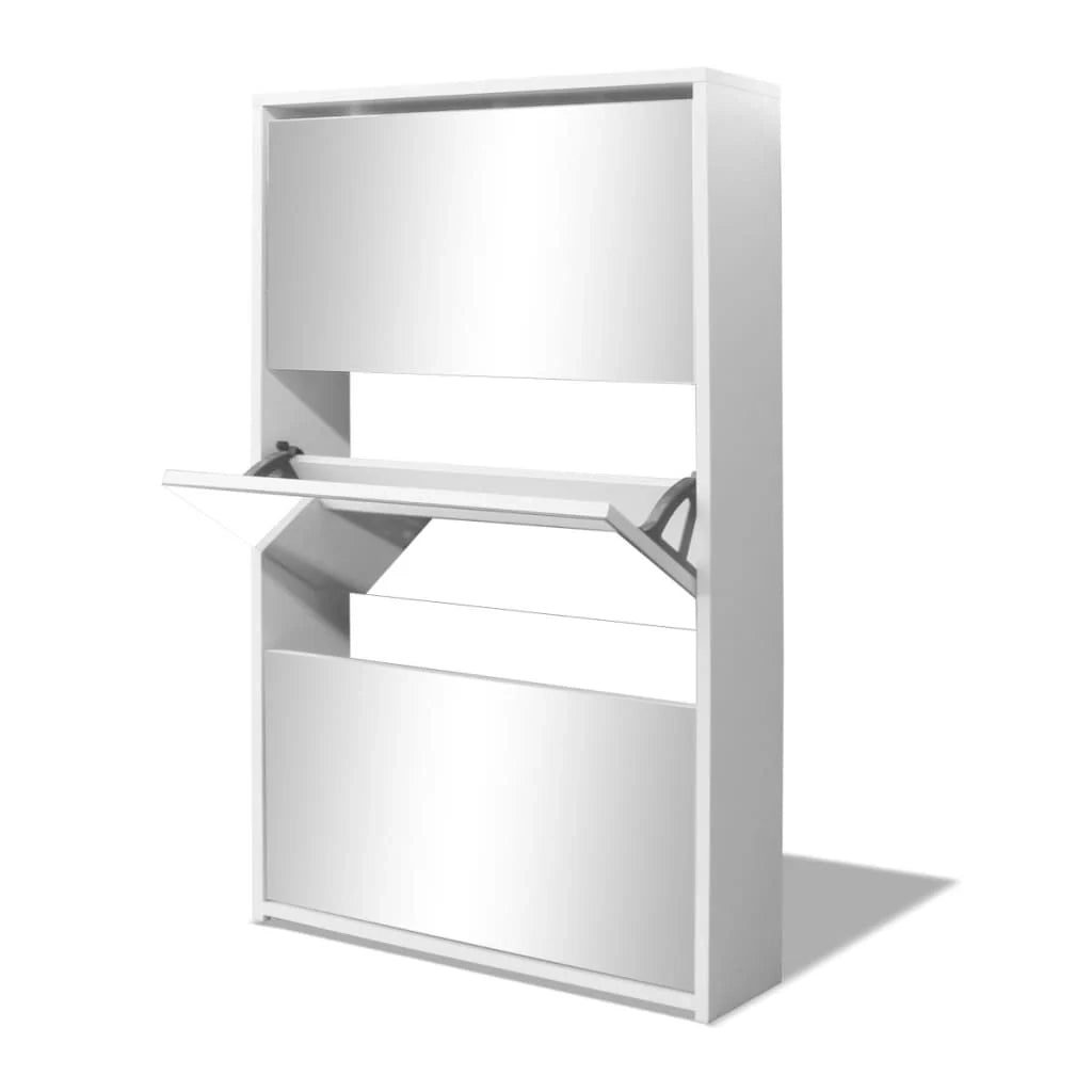 Scarpiera con 3 ripiani 63 x 17 x 102,5 cm specchio bianco 02_0043383