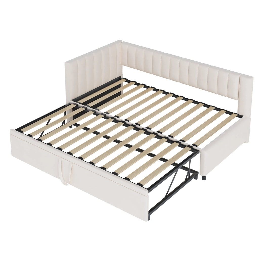 Divano letto a L con letto estraibile velluto 90x200 cm