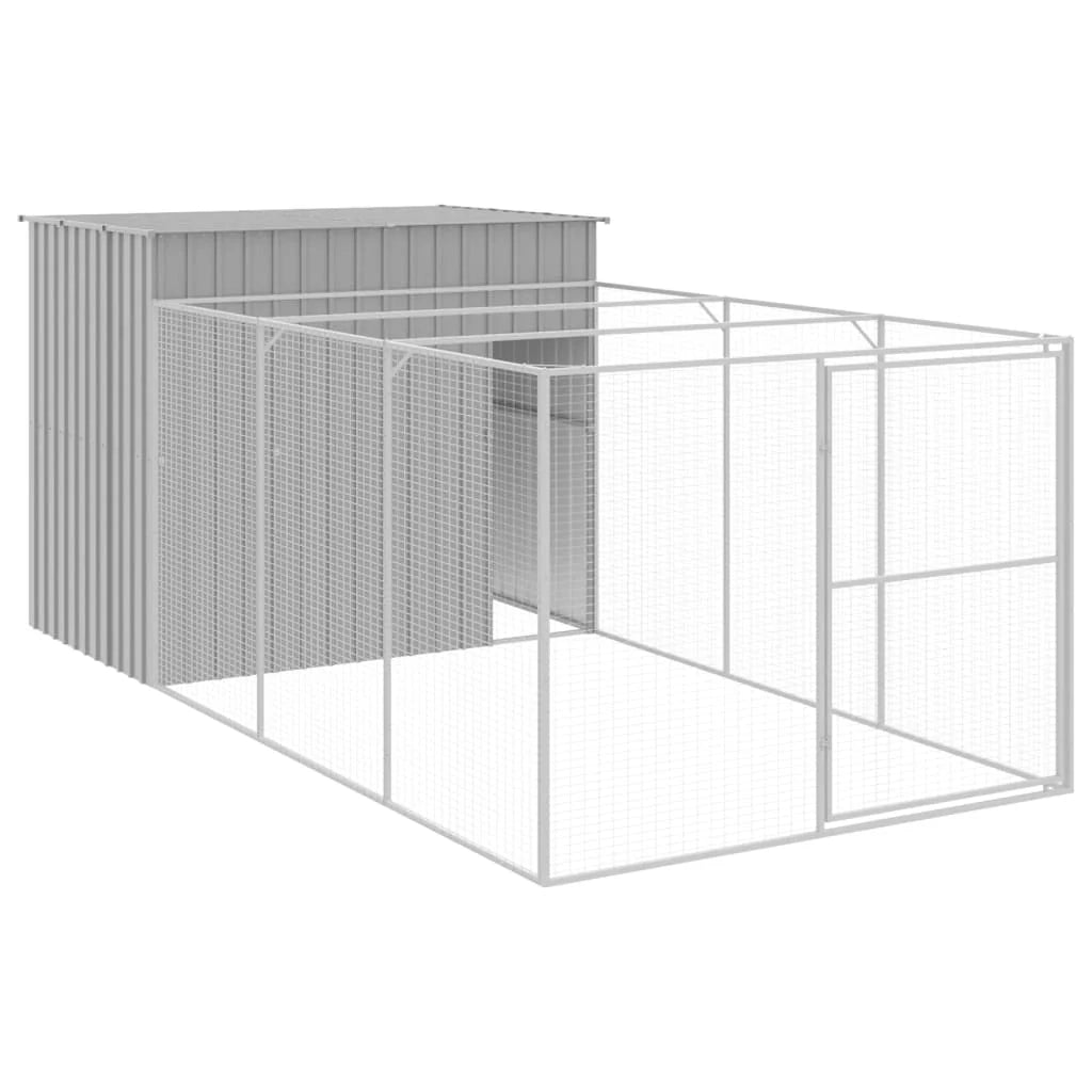 Cuccia per cani con recinto chiaro 214 x 457 x 181 cm grigio 02_0043508