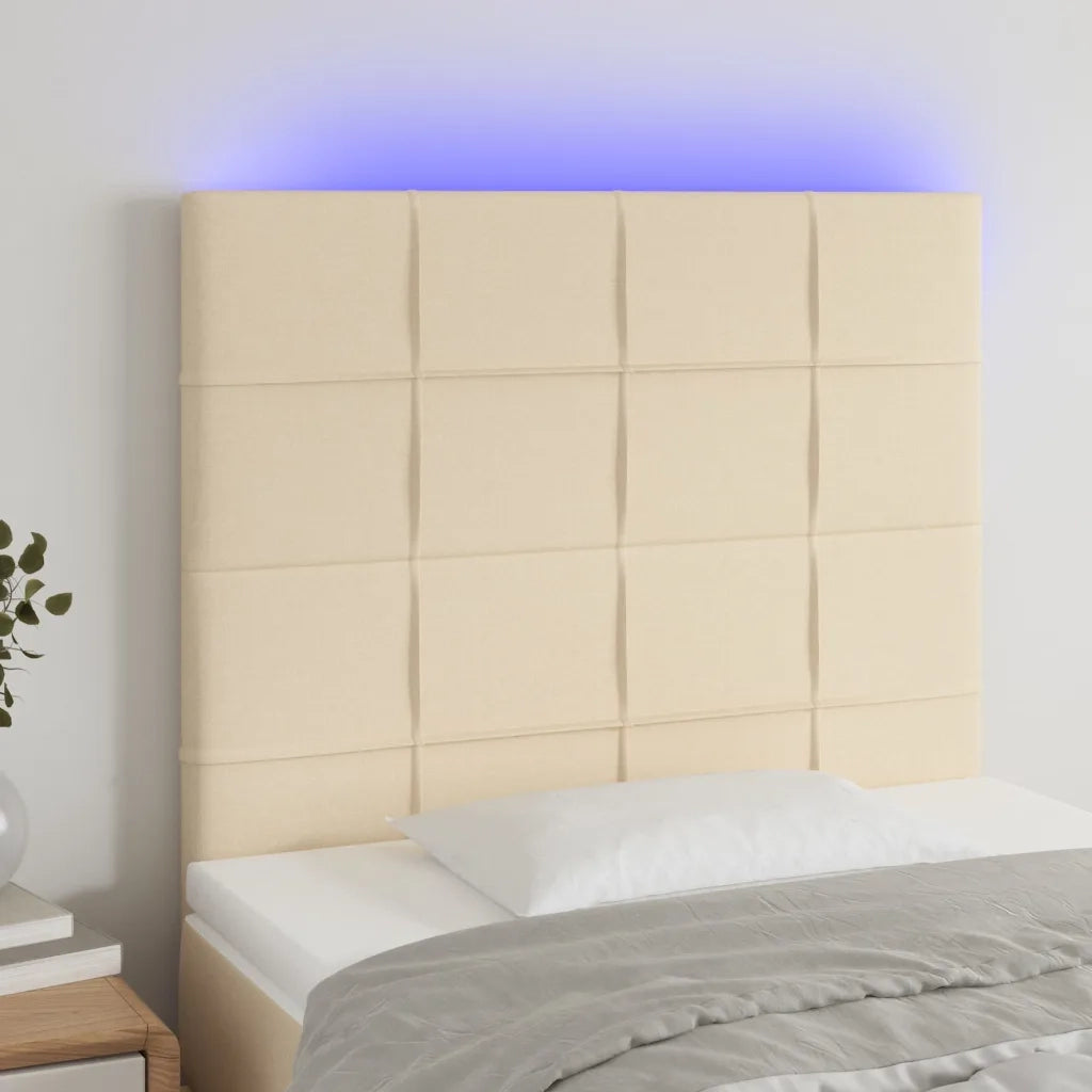 Testiera | Testata a LED Crema 100x5x118/128 cm in Tessuto