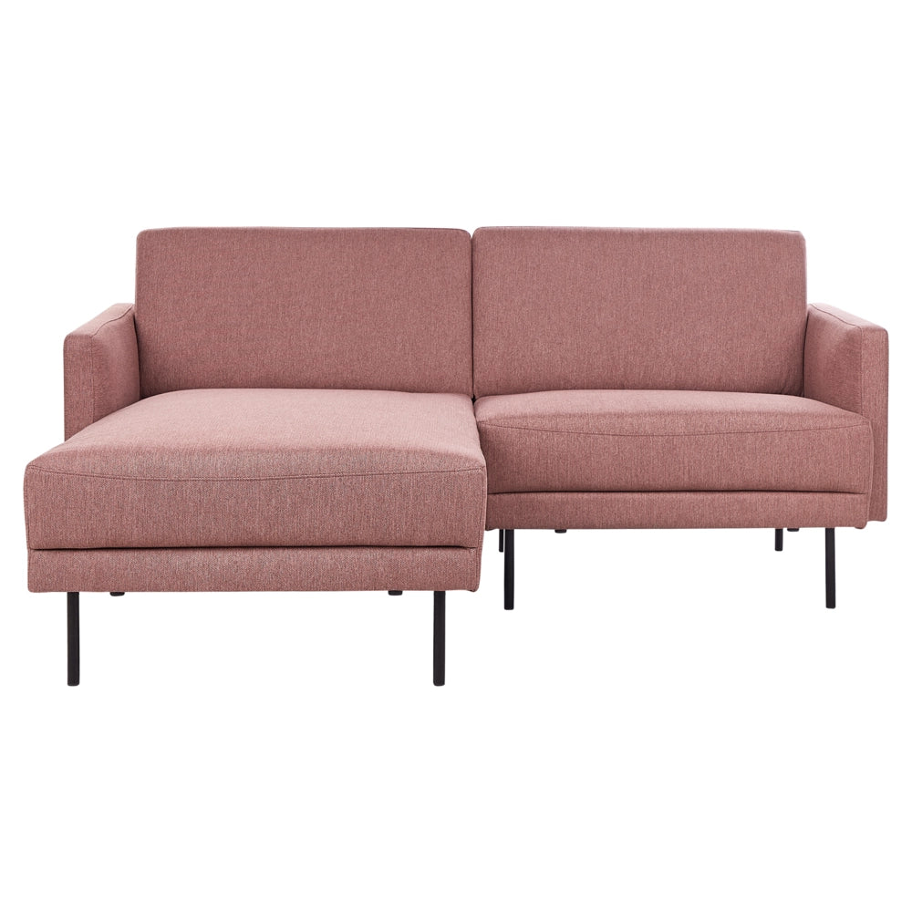 Divano angolare in poliestere rosa 192 x 155 Divano a 2 posti imbottito con gambe in metallo, tessuto e schienale imbottito, moderno e minimalista