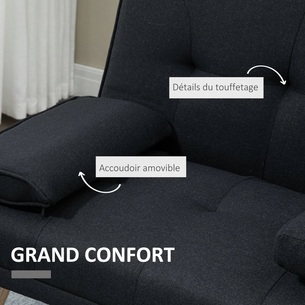 Divano letto 3 posti imbottito con schienale regolabile ¨C Zephmum ¨C Grigio