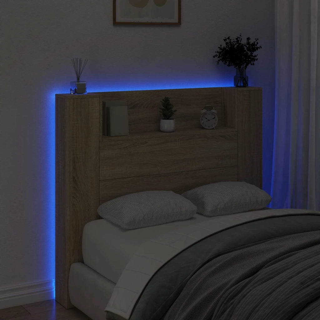 Testiera | Testata con Mobile e LED Sonoma 120 x 16,5 x 103,5 cm