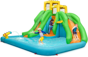 Castello Gonfiabile per Bambini, Con Scivolo, Parete di Arrampicata, Piscina e Canestro da Basket, per 3 Bambini di 3-10 Anni, 400 x 360 x 255 cm (Senza soffiatore)