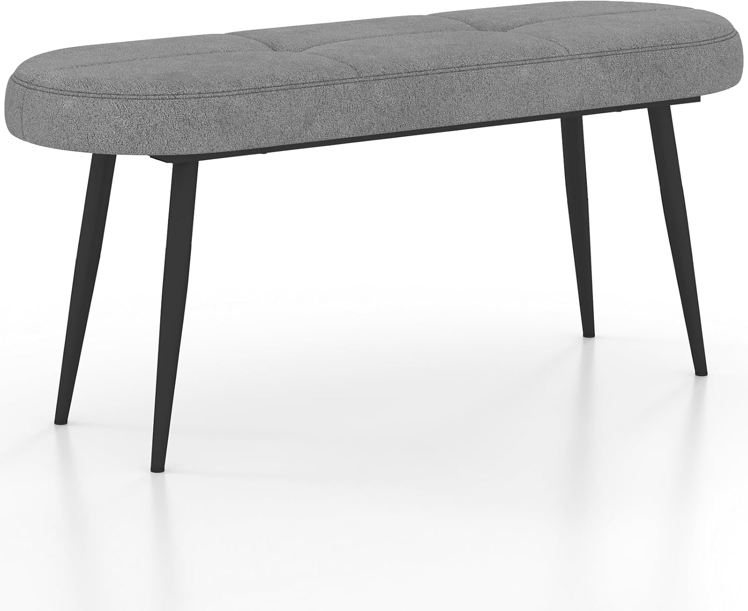 Panca Scarpiera da 113 cm, Panca da Ingresso con Cuscino Imbottito in Spugna e Gambe Metalliche Solide, Panca Fondo Letto per Soggiorno Camera da Letto, Carico 300 kg (Grigio)