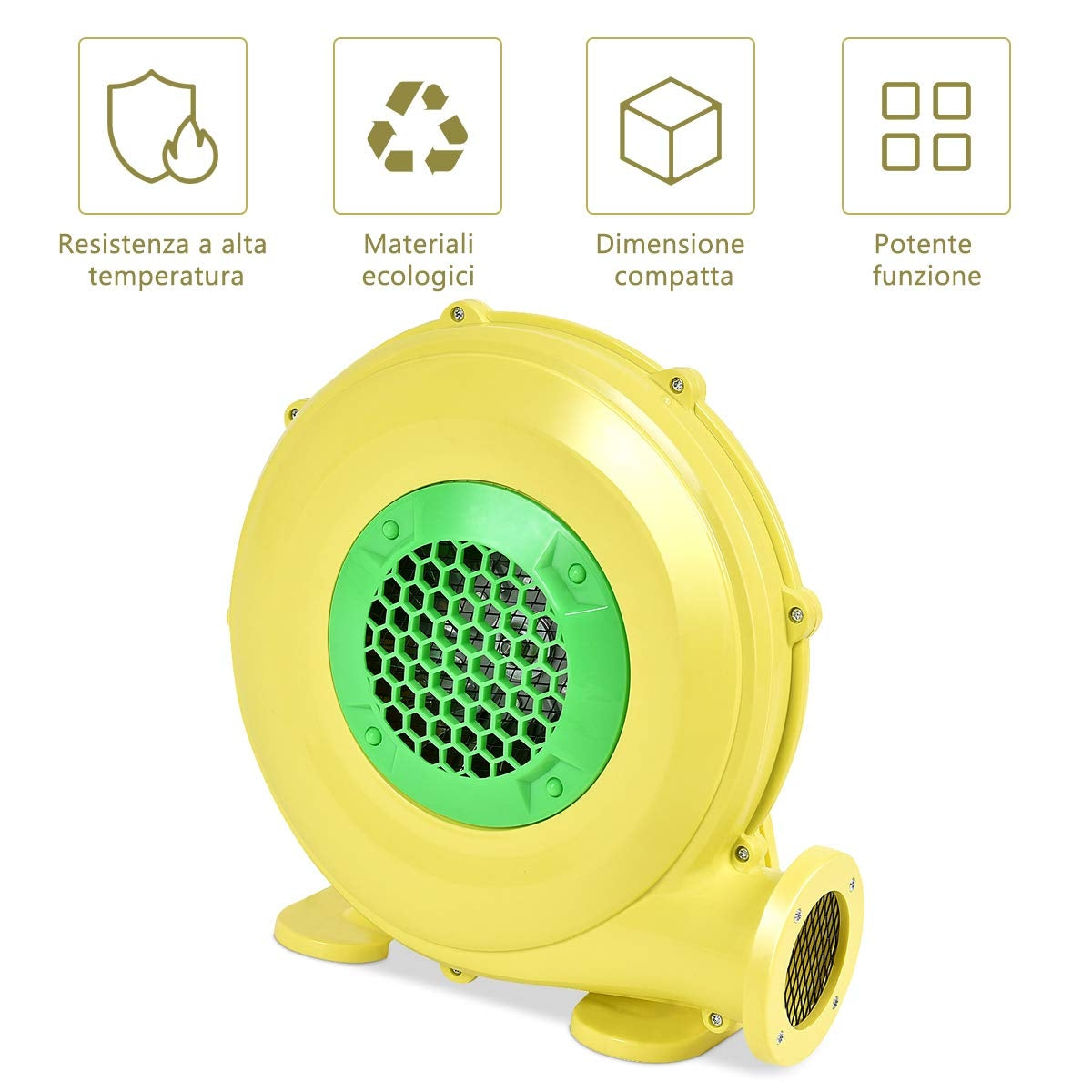 Ventilatore centrifugo radiale in plastica per castello gonfiabile Mini ventilatore multiuso 350W Giallo-Ventilatori