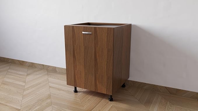 Mobile Base 60 Compreso Di Anta. H 72 Cm L 60 Cm P 55.5 Cm. Spedizione In Kit Noce