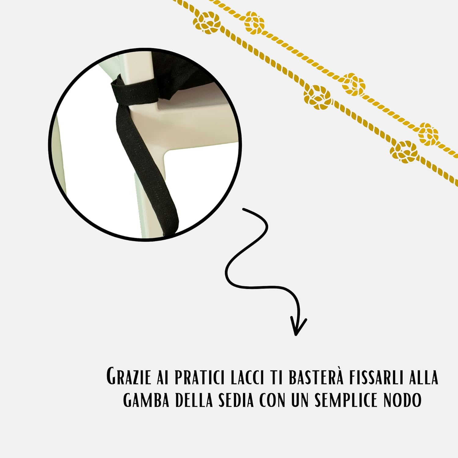 Cuscini Sedie Cucina Set Da 4, Tinta Unita Con Lacci, Coprisedie Morbidissimo Per Interno Ed Esterno 40x40 cm Nero