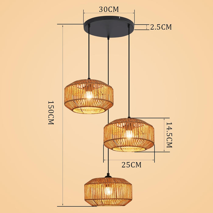Lampada a sospensione ZMH vintage a 3 luci E27 (lampadina non inclusa)