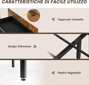 Letto con 4 Cassetti e Testiera, Struttura Letto 200x160 cm con Luci LED Regolabile e Presa Multipla, Carico Massimo 300kg, Silenzioso (200x160 cm)