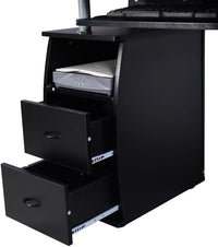 Scrivania Salvaspazio, Scrivania con Cassetti, Vassoio per Tasteriera, Ripiani e Porta Stampante, Scrivania Porta PC per Ufficio e Studio, 120 x 55 x 76 cm, Portata 60 kg (Nero)