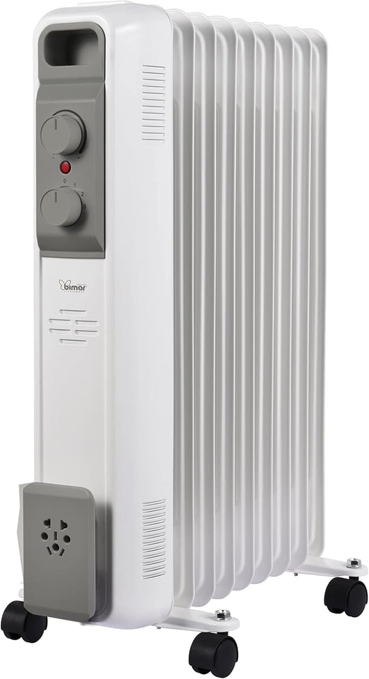 Bimar HO429 Termosifone Elettrico, Radiatore ad Olio a Basso Consumo, Calorifero con 9 Elementi e 5 Canali di Circolazione