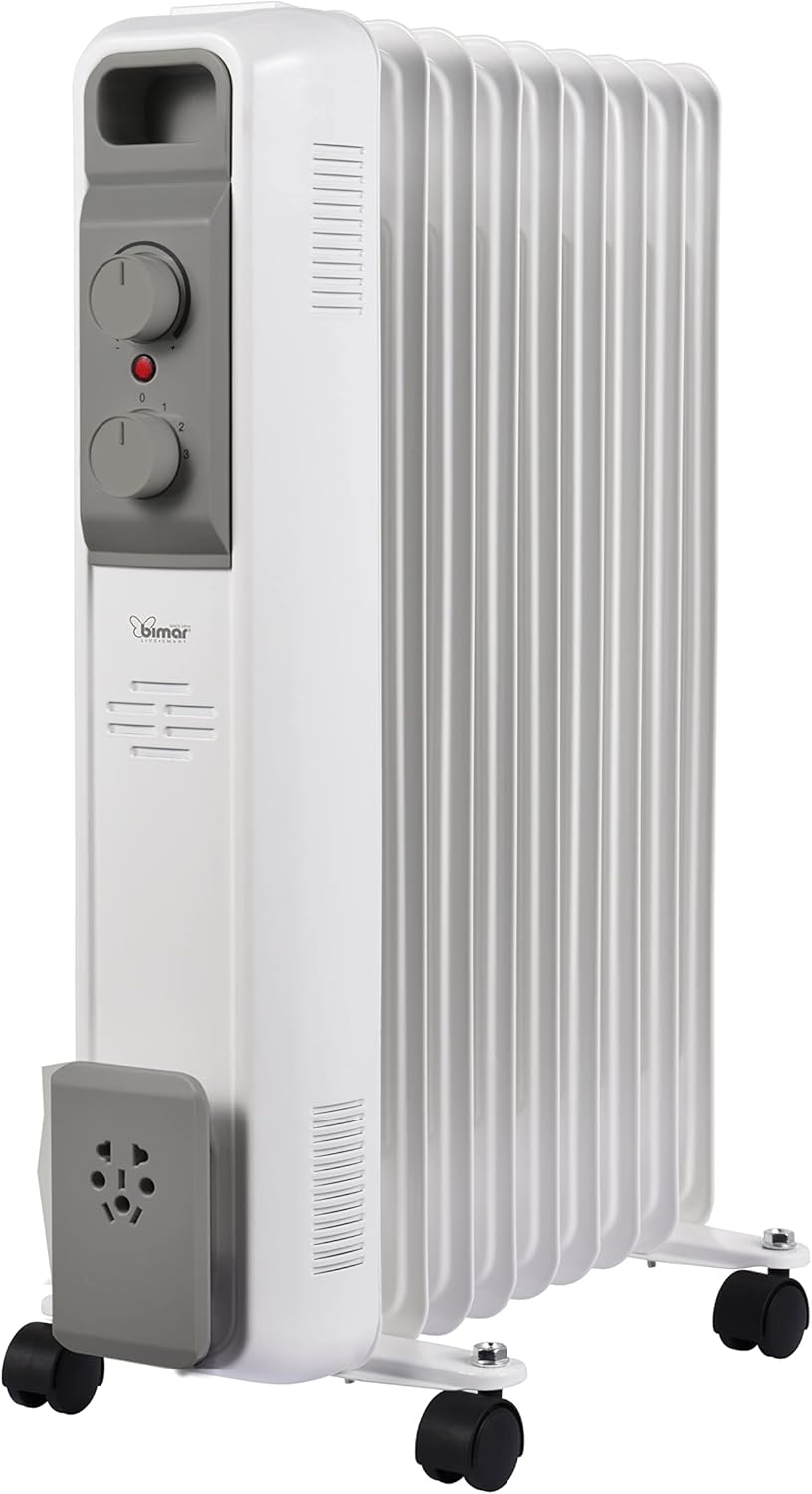Bimar HO429 Termosifone Elettrico, Radiatore ad Olio a Basso Consumo, Calorifero con 9 Elementi e 5 Canali di Circolazione