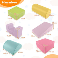 Set di 6 Blocchi per Bambini con Diverse Forme e Colori, Centro Attività Palestrina Giocattolo per Arrampicata e Strisciamento (Rosa chiaro)
