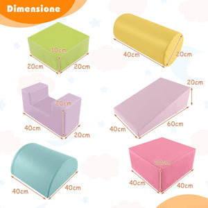 Set di 6 Blocchi per Bambini con Diverse Forme e Colori, Centro Attività Palestrina Giocattolo per Arrampicata e Strisciamento (Rosa chiaro)