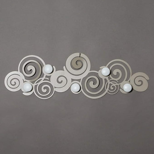 Appendiabiti Orfeo Sabbia da parete con 6 ganci in acciaio, design originale e salvaspazio per casa e bagno, made in Italy