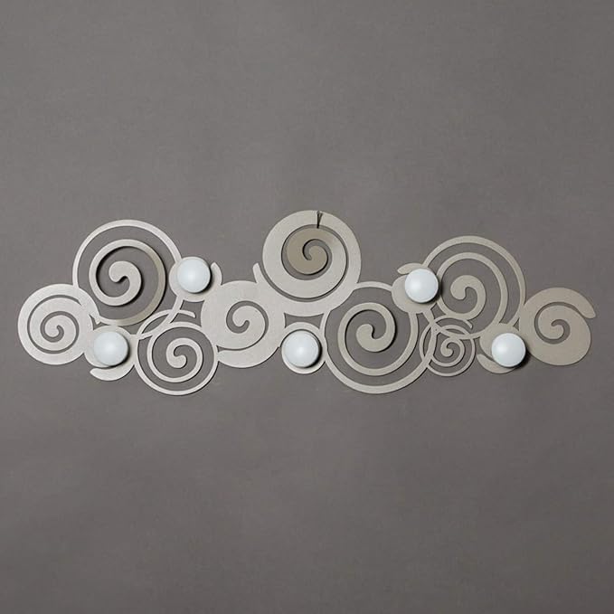 Appendiabiti Orfeo Sabbia da parete con 6 ganci in acciaio, design originale e salvaspazio per casa e bagno, made in Italy