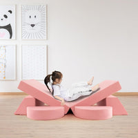 Divano Modulare per Bambini 8 Pezzi, Divanetto per Bambini con Copertura Staccabile per Sala Giochi e Camera da Letto, Divano Creativo per Bambini per Giocare, Creare e Dormire (Rosa)