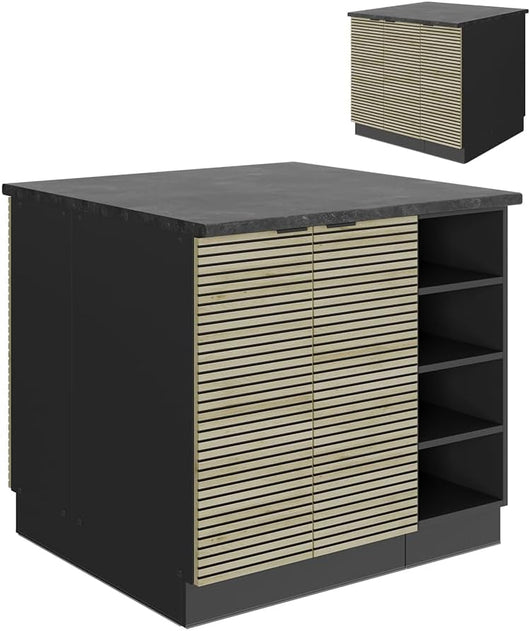 Isola cucina Fame-Line, Pannello in quercia, 90 cm senza piano di lavoro