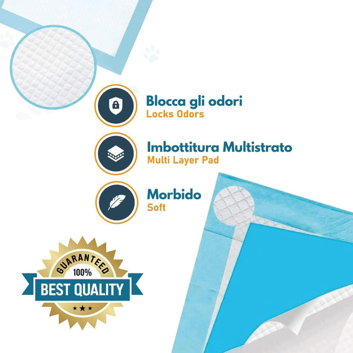 Traversine Cani 60x60 100 pezzi, Tappetini Igienici Per Cani, 60x60cm 100 pezzi Con Antiodore Tappetini per l'addestrame