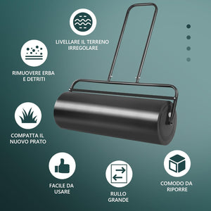 Rullo per Prato Larghezza 90cm Ø30, capacità di Riempimento 63L (Nero)