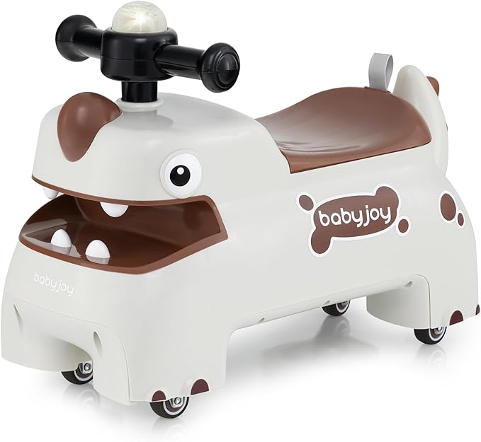 Macchina a Spinta per Bambini, Giocattolo Cavalcabile con Spazio Nascosto Luci Musica e Clacson, Macchina da Passeggio a Spinta con 4 Ruote, Regalo per Bambini 18+ Mesi (Bianco)