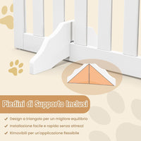 Cancelletto per Cani di Legno Pieghevole, con 3/4 Ante e Cuscinetti Antiscivolo, Ideale per Scale e Porta d'Ingresso, 203 x 89,5 cm (Bianco, 4 Pannelli)