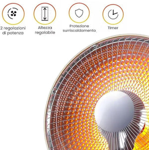 Stufa Piantana a Carbonio, Ventilatore Aria Calda, Oscillante 90°, Riscaldamento Rapido 500W/1000W, Sicura Antiribaltamento, Regolazione Potenza per Casa e Ufficio.