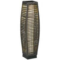 Lampada Solare da Giardino con Pannello di Ricarica, in Acciaio e Rattan, 21x21x78 cm, Nero e Grigio