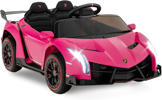 Lamborghini Macchina Elettrica per Bambini, Auto Elettrica Cavalcabile con Telecomando Luci LED, 3 Velocità, 3-6 km/h, Modalità Dondolo, per Bambini 3-8 Anni (Rosa)