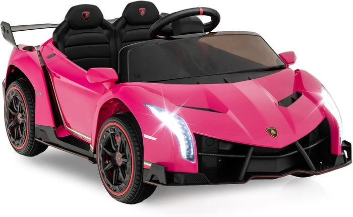 Lamborghini Macchina Elettrica per Bambini, Auto Elettrica Cavalcabile con Telecomando Luci LED, 3 Velocità, 3-6 km/h, Modalità Dondolo, per Bambini 3-8 Anni (Rosa)