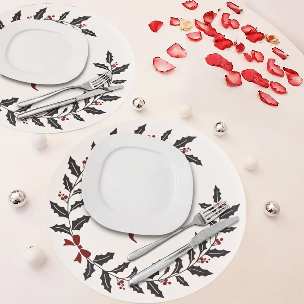 Sottopiatti Natale Set 6 Pz Rotondi 33 Cm Pvc Sotto Piatto Antimacchia Centrotavola Natalizo Dis_C