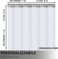 Porta Industriale a Strisce Flessibili in PVC Trasparente 4m x 2m | Ottimo Isolamento Termico | Profilo e Piastre in Acciaio Inox