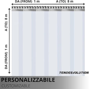 Porta Industriale a Strisce Flessibili in PVC Trasparente 4m x 3m | Ottimo Isolamento Termico | Profilo e Piastre in Acciaio Inox