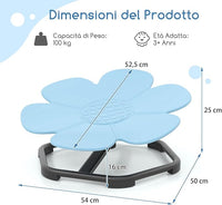 Sedia Girevole a 360° per Bambini, Sedia Sensoriale con Base in Metallo Antiscivolo per Allenare la Coordinazione Fisica e l'Equilibrio, Giocattolo per Cameretta (Blu,Fiore)