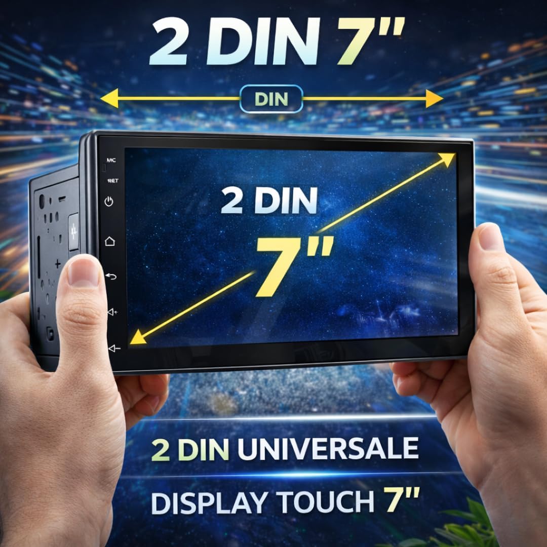 Autoradio 2 DIN 7" Touchscreen HD, Apple CarPlay e Android Auto Wireless, Bluetooth, Controllo Volante, Universale con Telecamera Retromarcia Inclusa