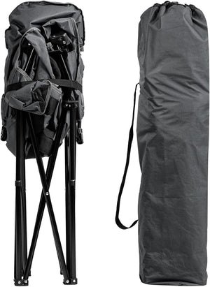 Sedia da Campeggio Pieghevole, Sedia Imbottita con Porta Bicchiere, per Campeggio Pesca Giardino Cortile Spiaggia, Struttura in Ferro (Grigio)