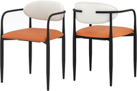 Set di 2 Sedie da Pranzo 54 x 54 x 77 cm, Sedie da Cucina con Sedile Imbottito in Finta Pelle, Schienale e Telaio in Metallo, Poltrone per Soggiorno e Ufficio