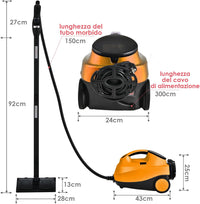 2000W Pulitore a Vapore con 19 Accessori e Serbatoio da 1,5L, Vapore per Tappeti, per Pulizie Profonde Pavimenti Finestre e Macchine (Arancia)