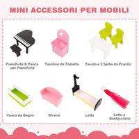 Casa delle Bambole in Legno, con Ascensore Funzionante, Scala Girevole, Stanze Simulate e Ricchi Accessori di Arredamento, Regalo per Bambini di 3+ Anni