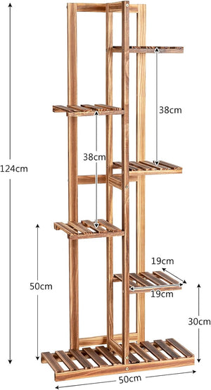 Scaffale per Piante da Interno ed Esterno, Porta Fiori di Legno a 5/6 Livelli, Porta Vasi per Giardino, Balcone e Soggiorno (6 livelli)
