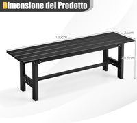 Panchina da Esterno con Sedile HDPE, Panca da Giardino con Telaio in Metallo Verniciato a Polvere, Panchina da Giardino, Parco e Balcone, Portata 300 kg, 120 x 36 x 40,5 cm (Black)