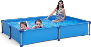 Piscina Fuori Terra, Piscina Pieghevole e Rettangolare da Esterno per Bambini 3+ Anni con Struttura Metallica, Pareti in PVC Robusto, per Cortile, 228 x 159 x 42 cm