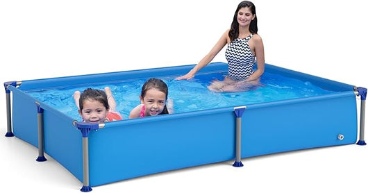 Piscina Fuori Terra, Piscina Pieghevole e Rettangolare da Esterno per Bambini 3+ Anni con Struttura Metallica, Pareti in PVC Robusto, per Cortile, 228 x 159 x 42 cm