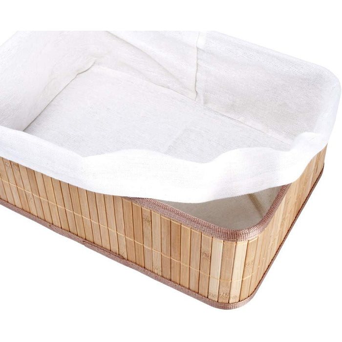 SET 3 CESTINI PORTA OGGETTI IN BAMBU' FODERA INTERNA RETTANGOLARI VERDELOOK 12/111