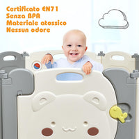 Recinto per Bambini da Giocare, Box Pieghevole Centro di Attività per Bambini, Porta con Chiusura e Giocattoli, Ecologico, da Interni ed Esterni (12Pannelli)