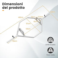Barra della Trappola Olimpica, Olympic Hex Trap Bar in Acciaio con Maniglie Piegehvole, Barra Sollevamento Pesi, Capacità di Carico 226 kg(Argento)
