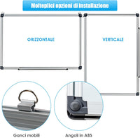 Lavagna Magnetica Bianca, Lavagna Cancellabile con Cornice in Alluminio per Scuola Casa Ufficio, Vari Dimensioni Disponibili (90 x 60 cm)