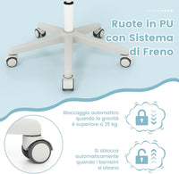 Sedia da Scrivania per Bambini, Sedia Girevole per Computer con Altezza Regolabile, Ruote con Freno, Braccioli Morbidi, Mobile Ergonomica per Bambini 6-15 Anni (Blu)